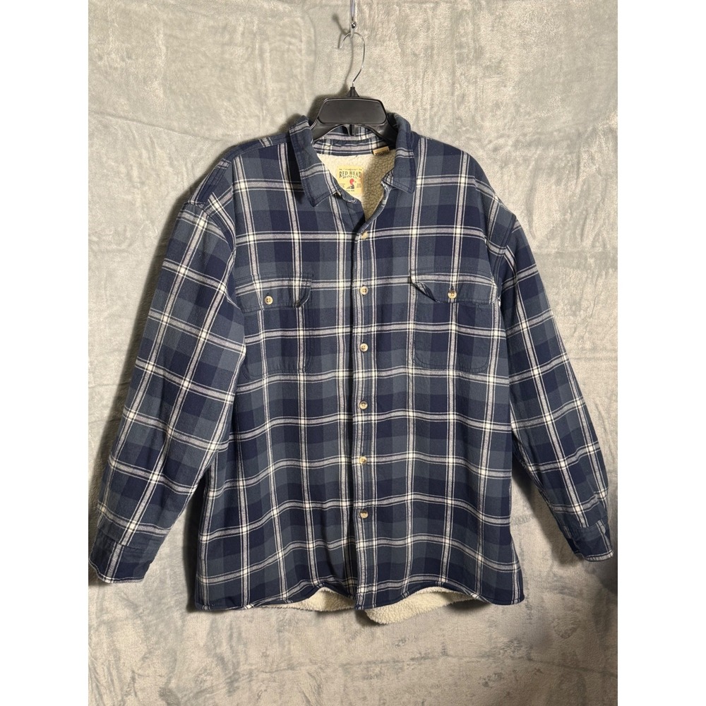 Mens Plaid Sherpa Lined Flannel Shirt Jacket Warm Heavyweight Blue shacket
XXL